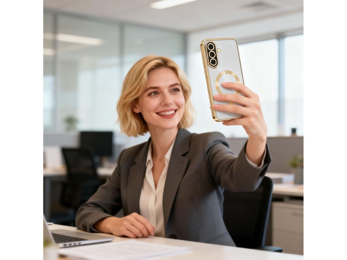 Capa Tech-Protect MagFlex MagSafe para Samsung Galaxy A37 5G - Dourada Transparente