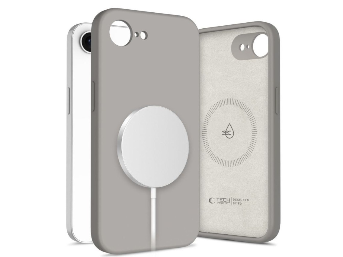 Funda de silicona MagSafe Tech-Protect para iPhone 16E/17E - Gris