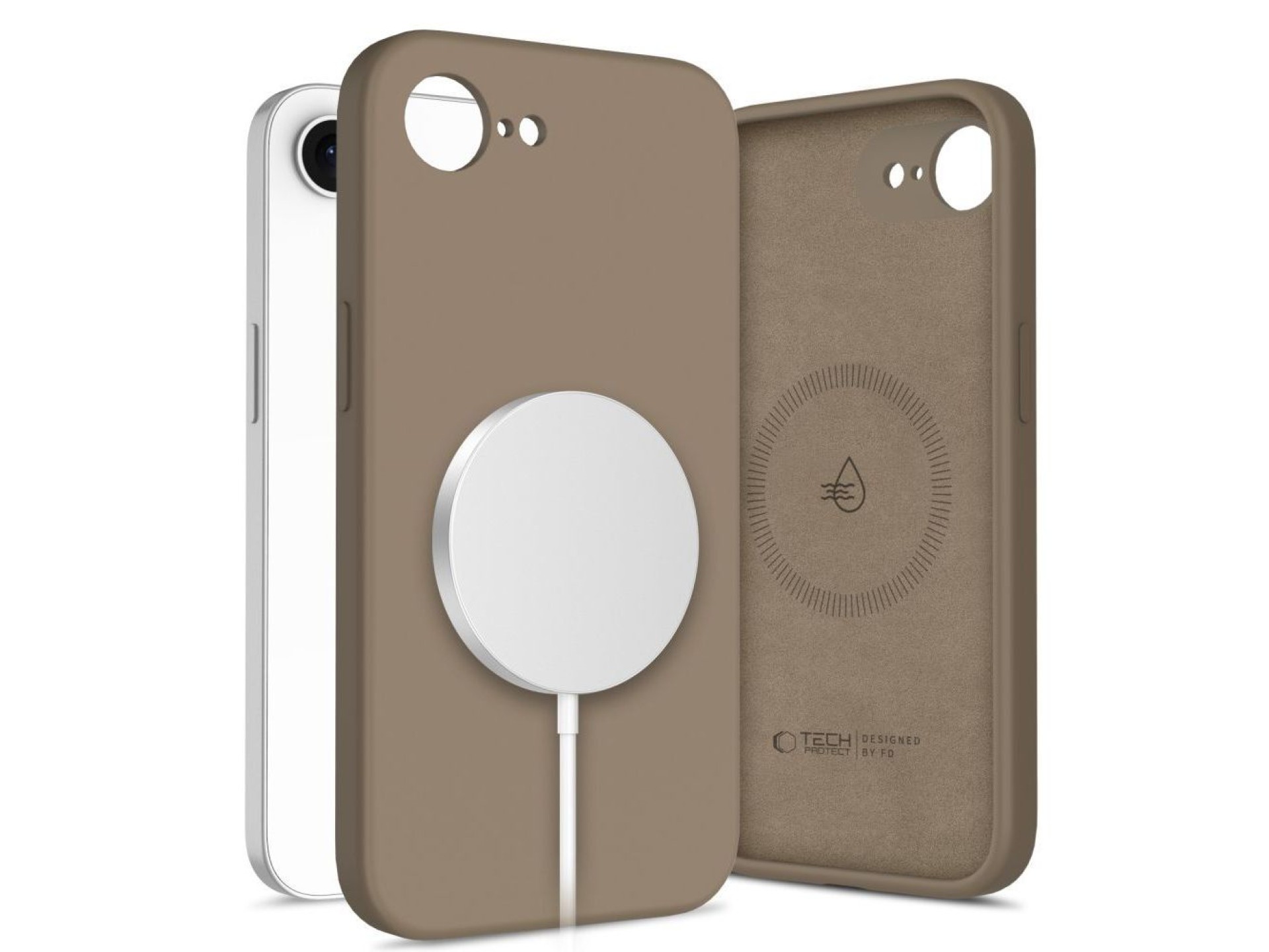 Capa de silicone Tech-Protect MagSafe para iPhone 16E / 17E - Marrom