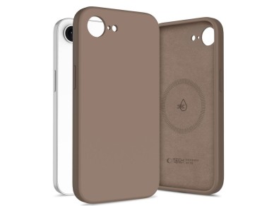 Capa de silicone Tech-Protect MagSafe para iPhone 16E / 17E - Marrom