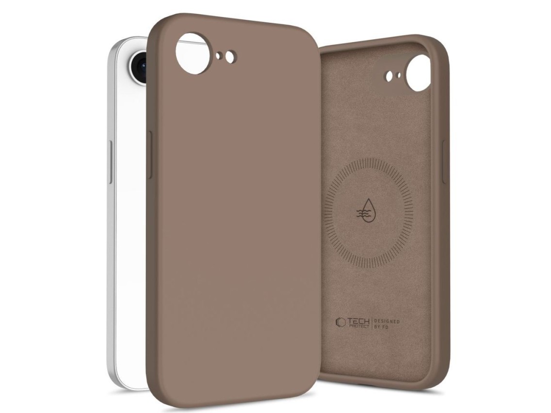 Capa de silicone Tech-Protect MagSafe para iPhone 16E / 17E - Marrom