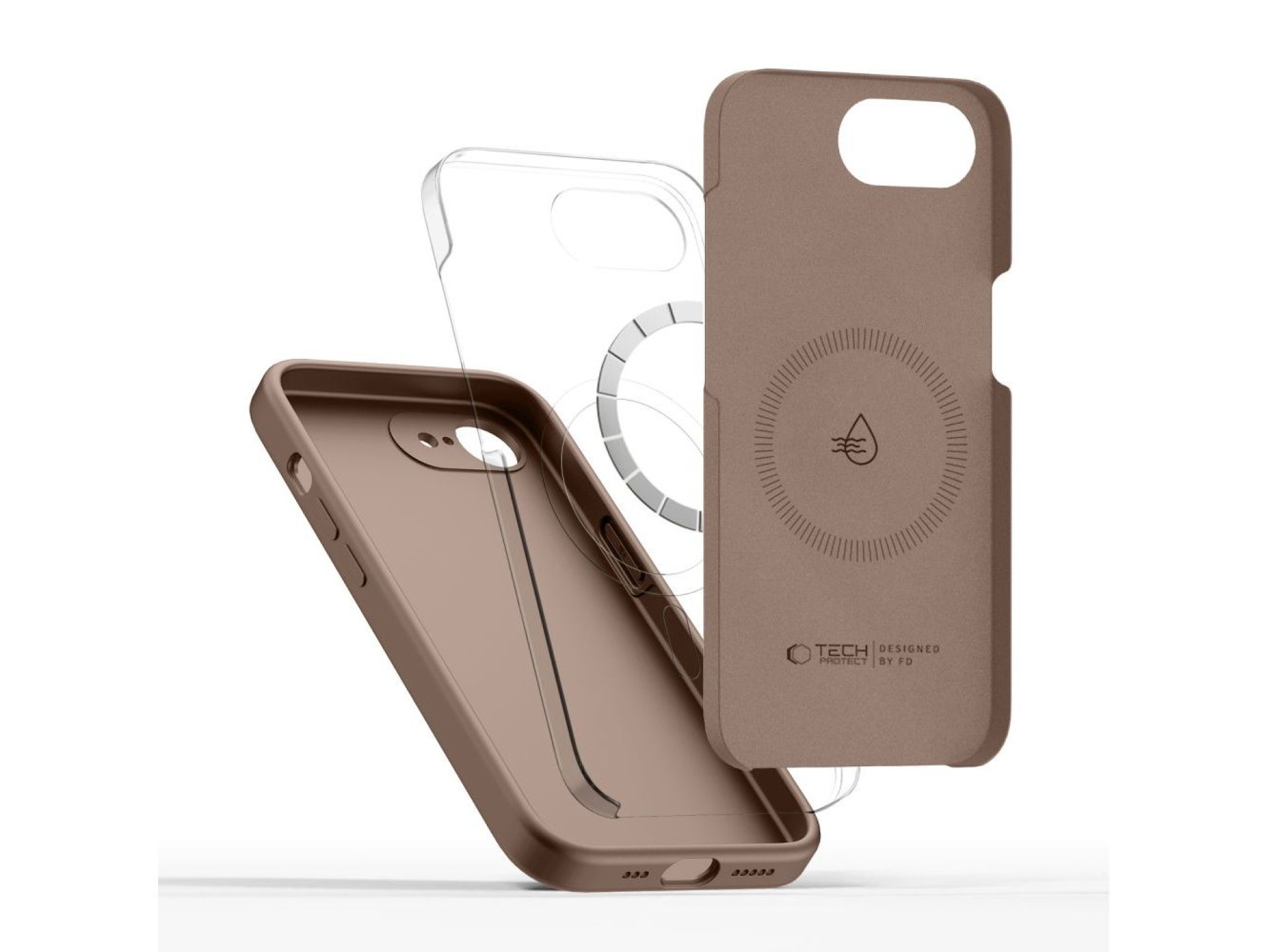 Capa de silicone Tech-Protect MagSafe para iPhone 16E / 17E - Marrom