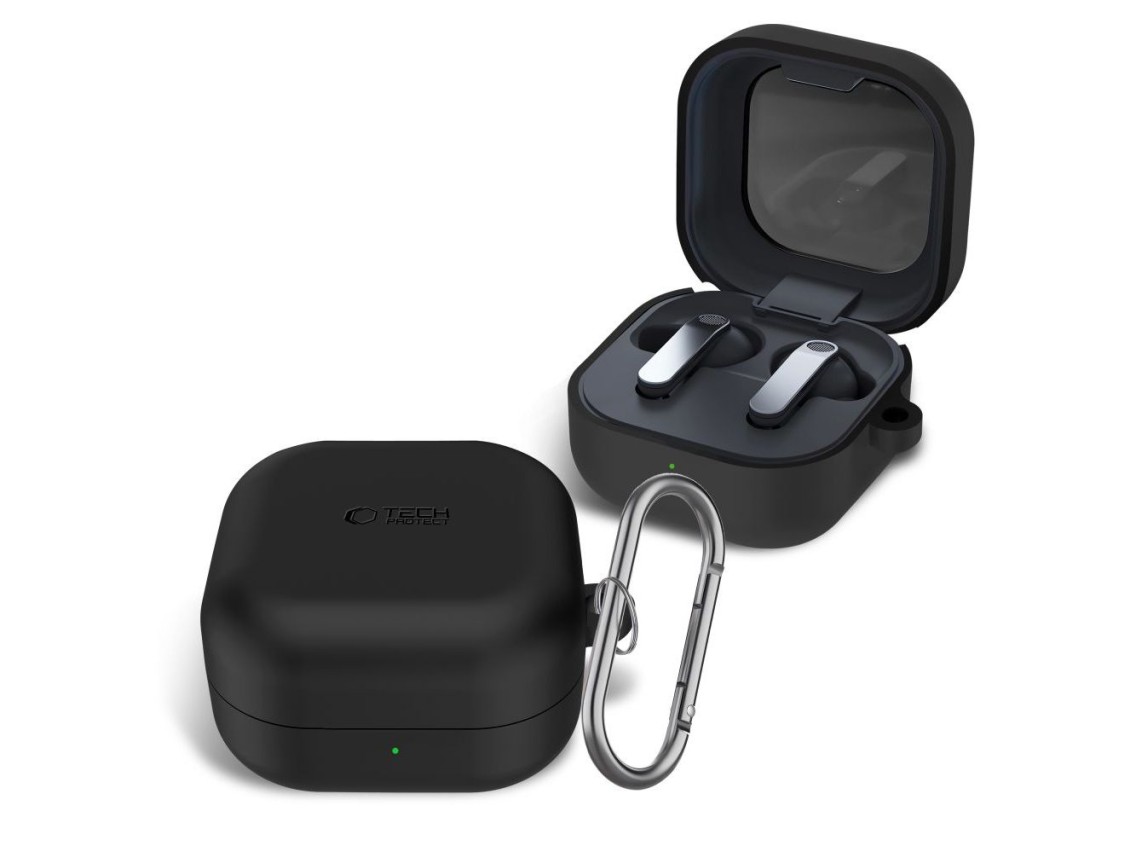 Funda de silicona Tech-Protect con gancho para Samsung Galaxy Buds 4/4 Pro - Negra