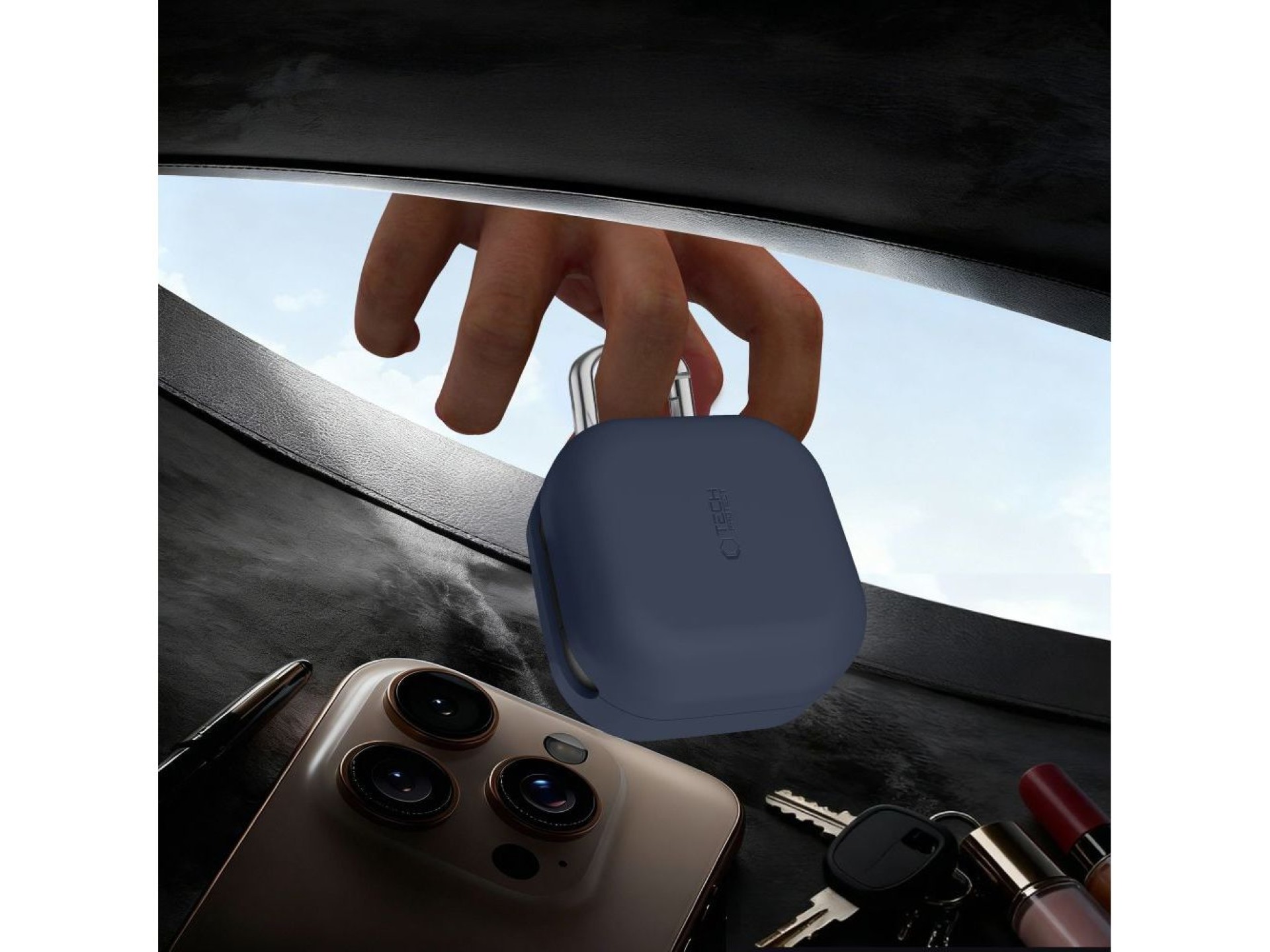 Funda de silicona Tech-Protect con gancho para Samsung Galaxy Buds 4/4 Pro - Negra