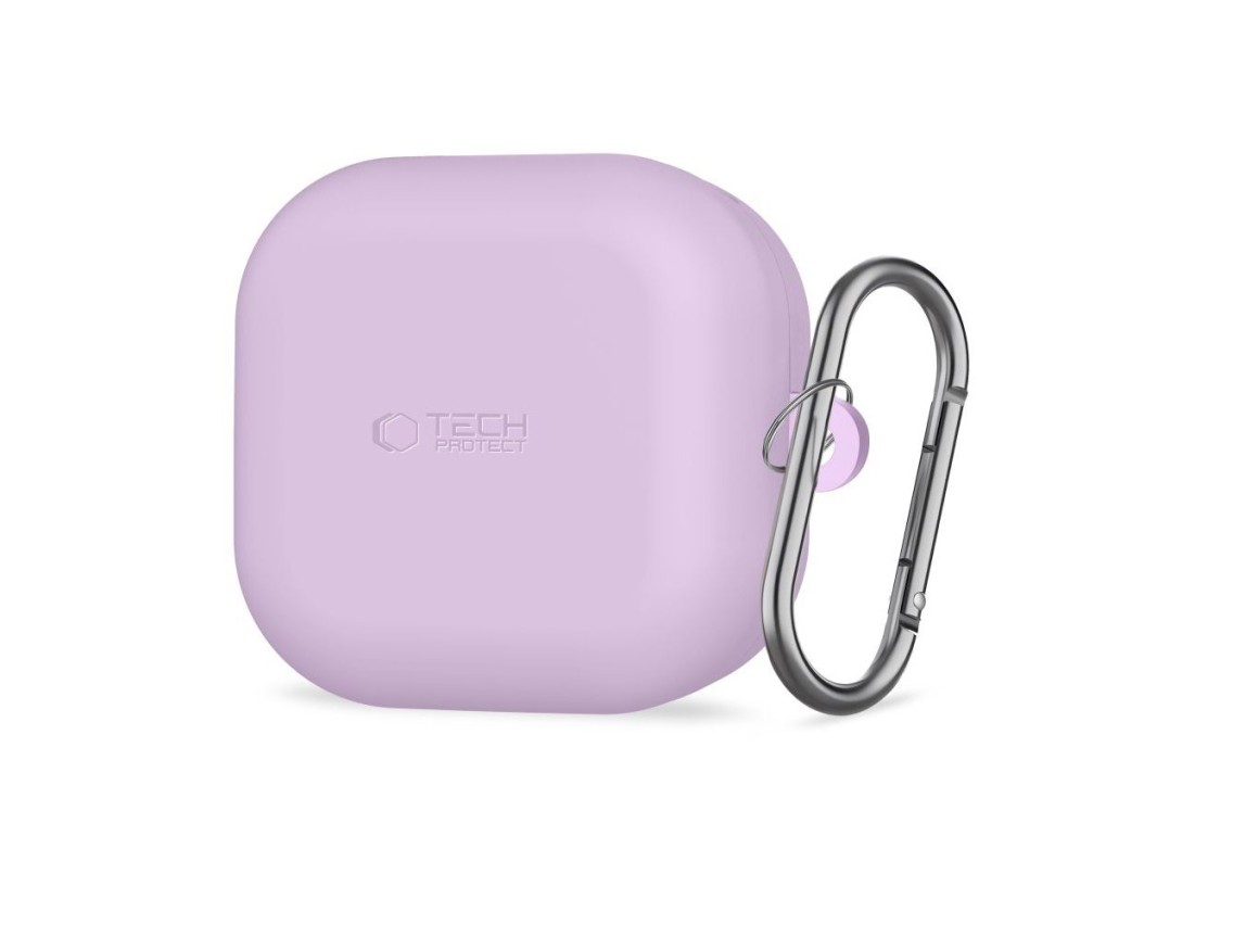 Funda de silicona Tech-Protect con gancho para Samsung Galaxy Buds 4/4 Pro - Morado