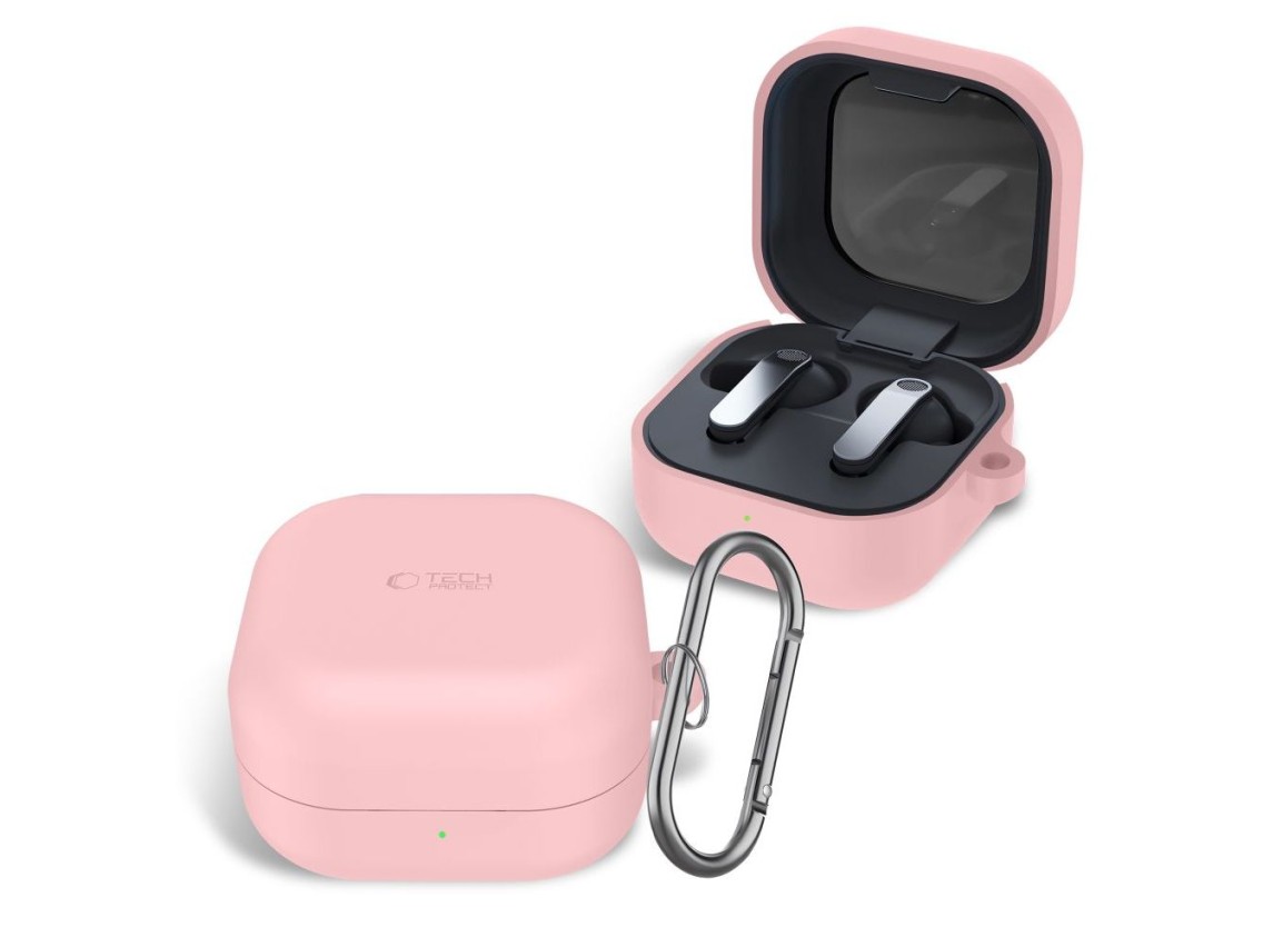 Capa protetora de silicone Tech-Protect com gancho para Samsung Galaxy Buds 4 / 4 Pro - Rosa