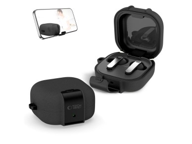 Tech-Protect Slim Hook Case for Samsung Galaxy Buds 4 / 4 Pro - Black Tech-Protect Slim Hook Case for Samsung Galaxy Buds 4 / 4 Pro - Black