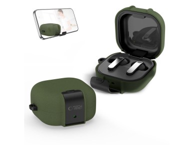 Tech-Protect Slim Hook Case for Samsung Galaxy Buds 4 / 4 Pro - Green Tech-Protect Slim Hook Case for Samsung Galaxy Buds 4 / 4 Pro - Green