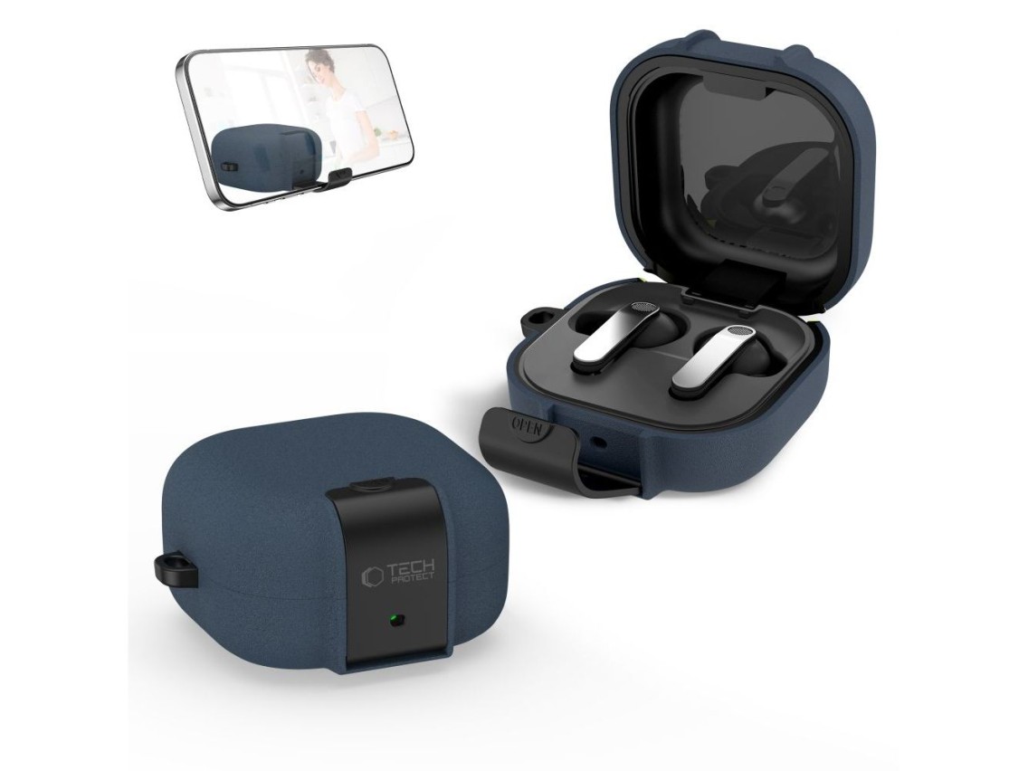Tech-Protect Slim Hook Case for Samsung Galaxy Buds 4 / 4 Pro - Navy Blue