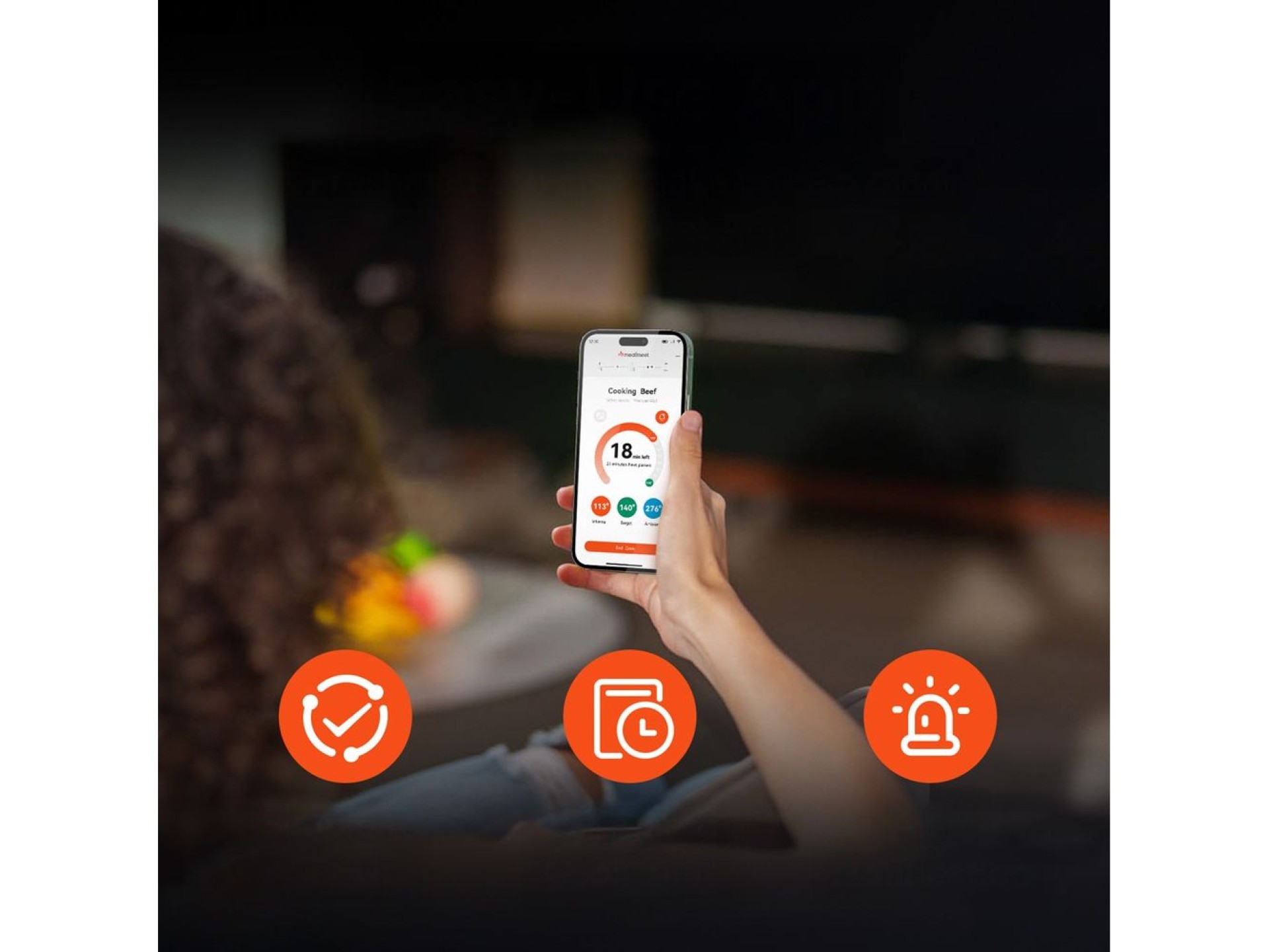 Termómetro de cocina inteligente Meatmeet Pro con aplicación Bluetooth, para parrilla, horno y ahuma
