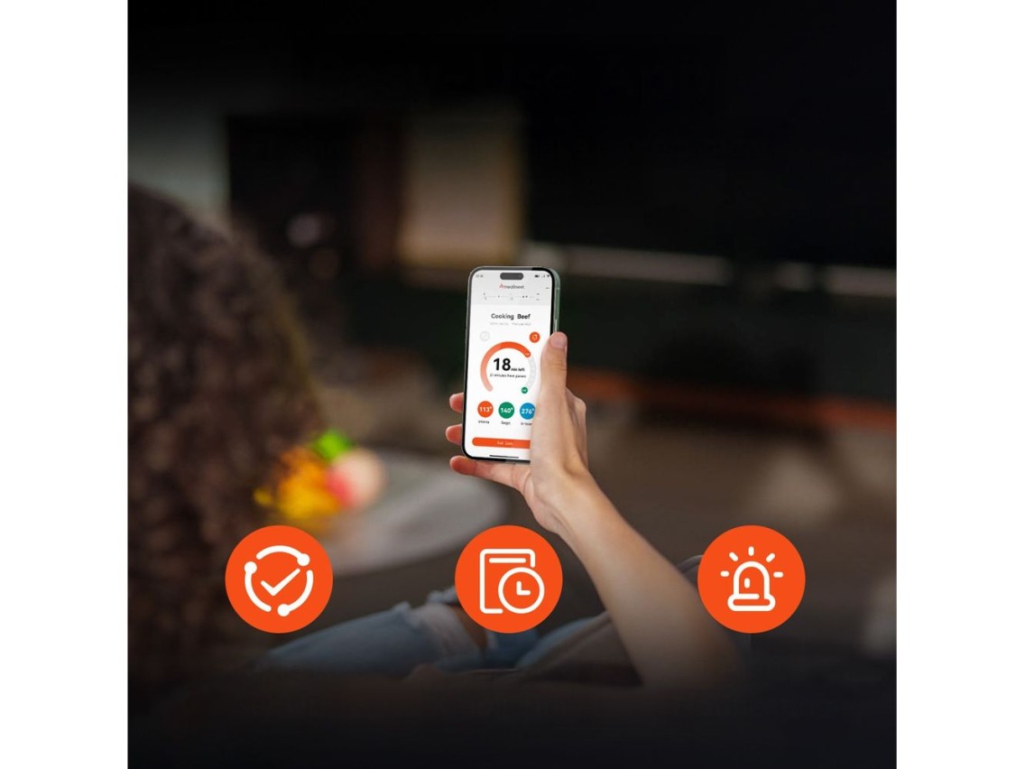 Termómetro de cocina inteligente Meatmeet Pro con aplicación Bluetooth, para parrilla, horno y ahuma
