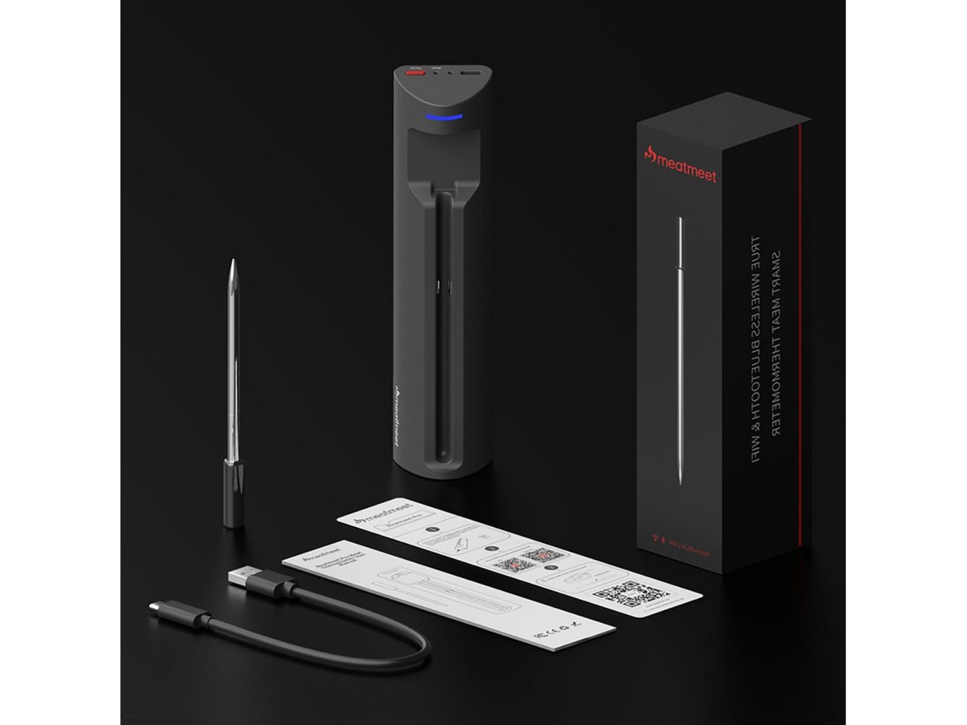 Termómetro de cocina inteligente Meatmeet Pro con aplicación Bluetooth, para parrilla, horno y ahuma