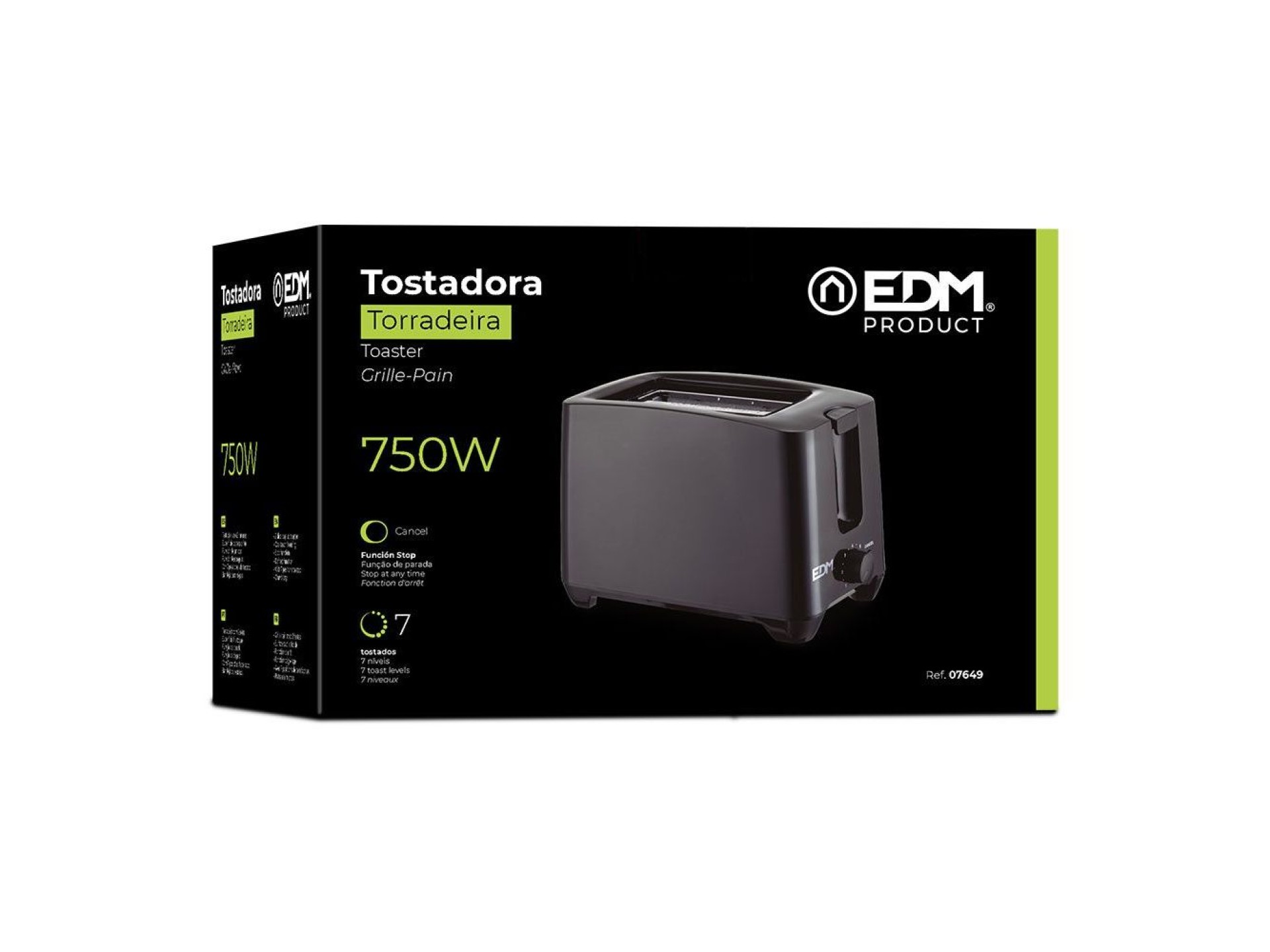 750w black design toaster edm