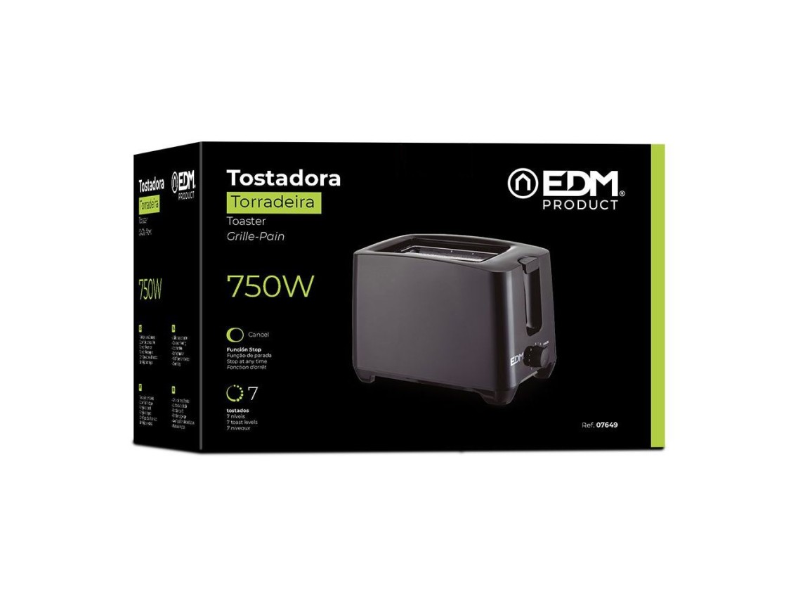 750w black design toaster edm