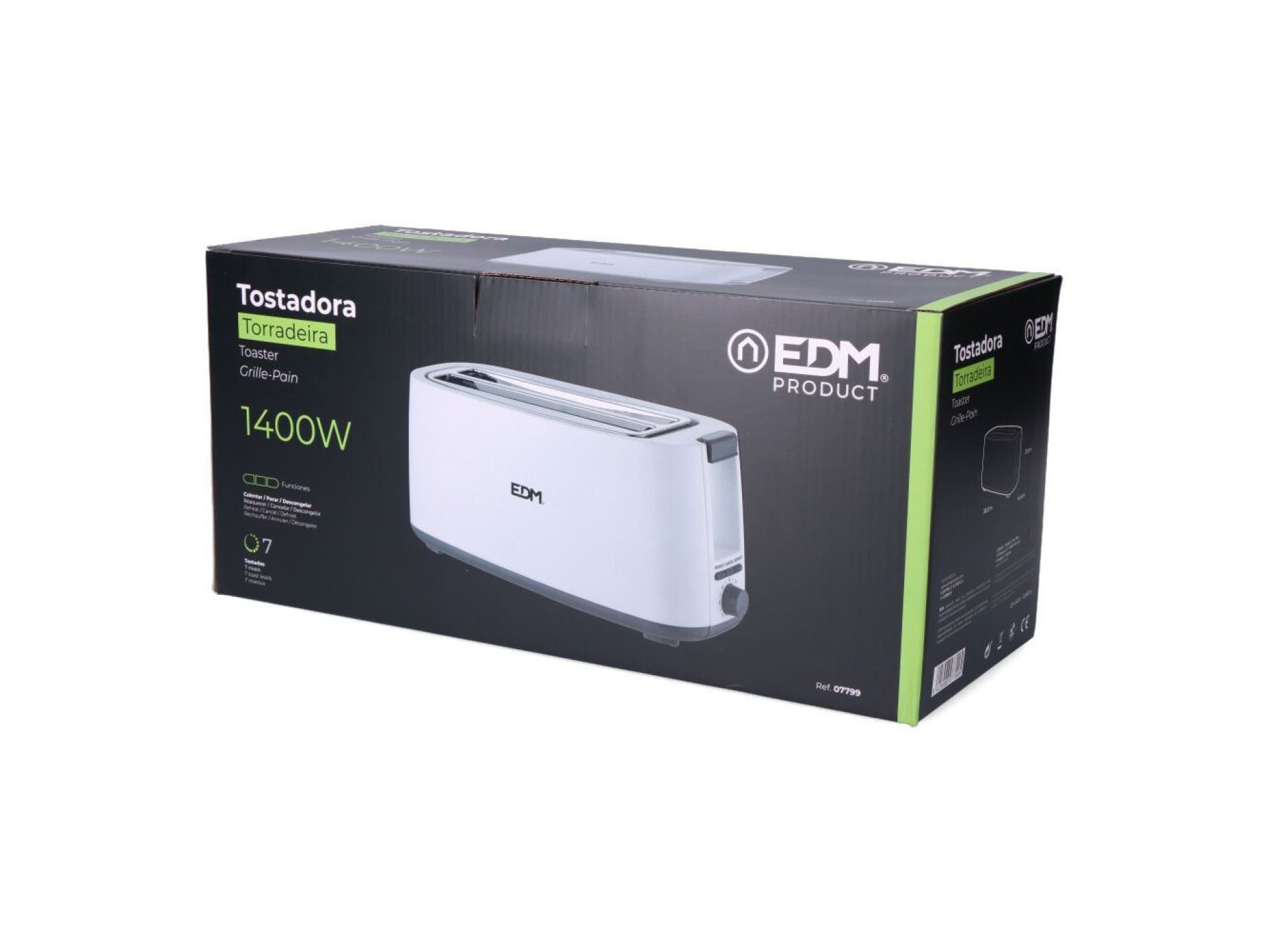 White design edm double long slot toaster 1400w