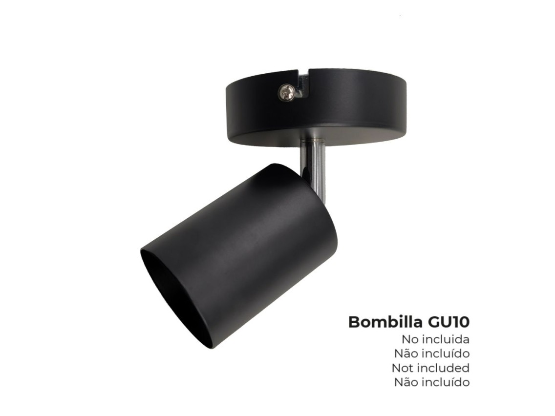 Projector 1 elemento gu10 50 w (lâmpada não incluída) cor preto ø9 x 5,6 x 14,2 cm