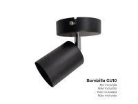 Projector 1 elemento gu10 50 w (l�mpada n�o inclu�da) cor preto �9 x 5,6 x 14,2 cm