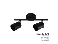 Foco de 2 elementos gu10 50 w (l�mpada n�o inclu�da) cor preta 30 x 9 x 17 cm