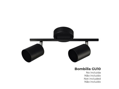 Foco de 2 elementos gu10 50 w (l�mpada n�o inclu�da) cor preta 30 x 9 x 17 cm