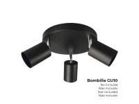 Projetor gu10 3 elementos 50w (l�mpada n�o inclu�da) preto � 20 x 14,6 cm