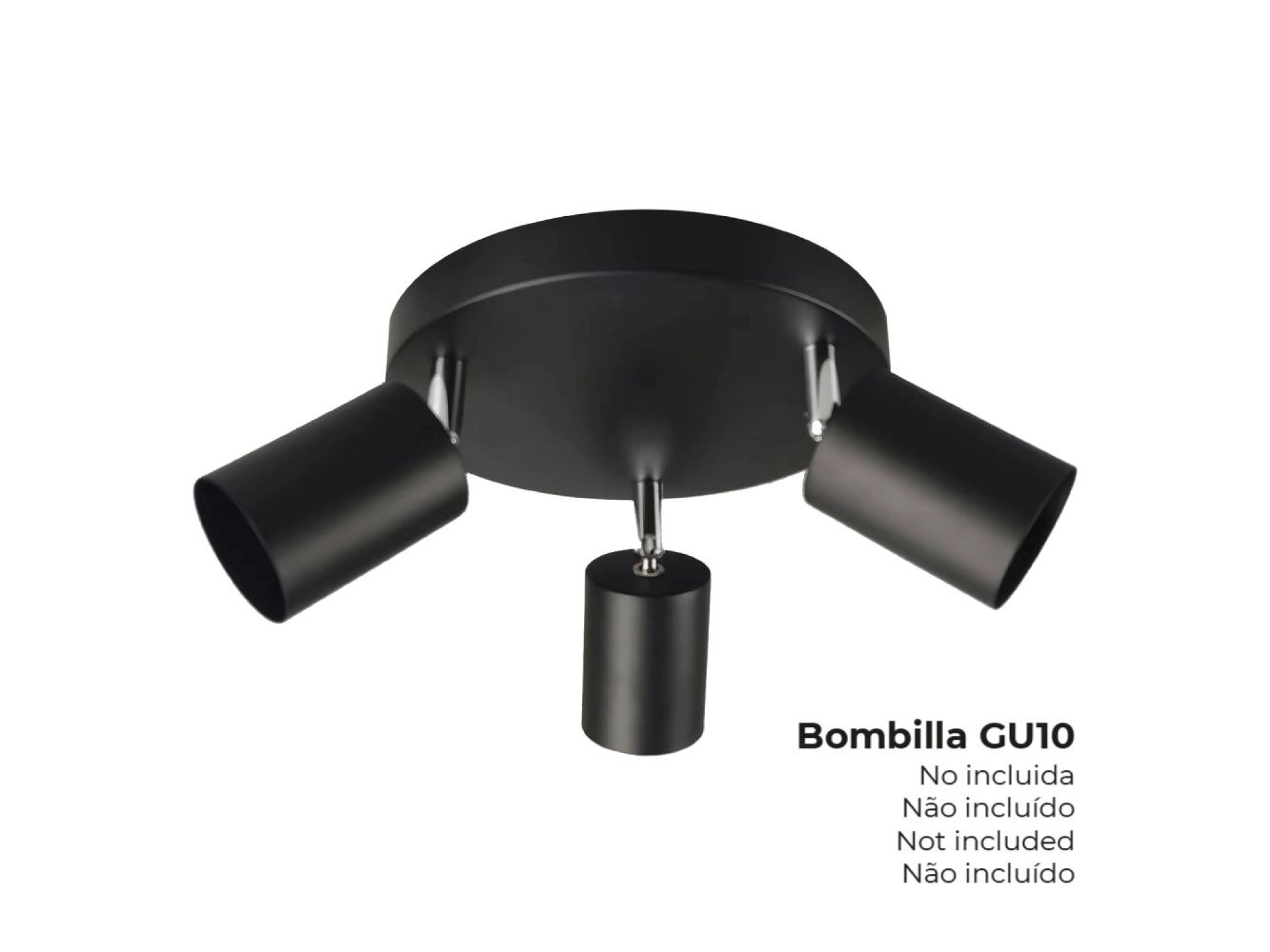 Projetor gu10 3 elementos 50w (lâmpada não incluída) preto ø 20 x 14,6 cm