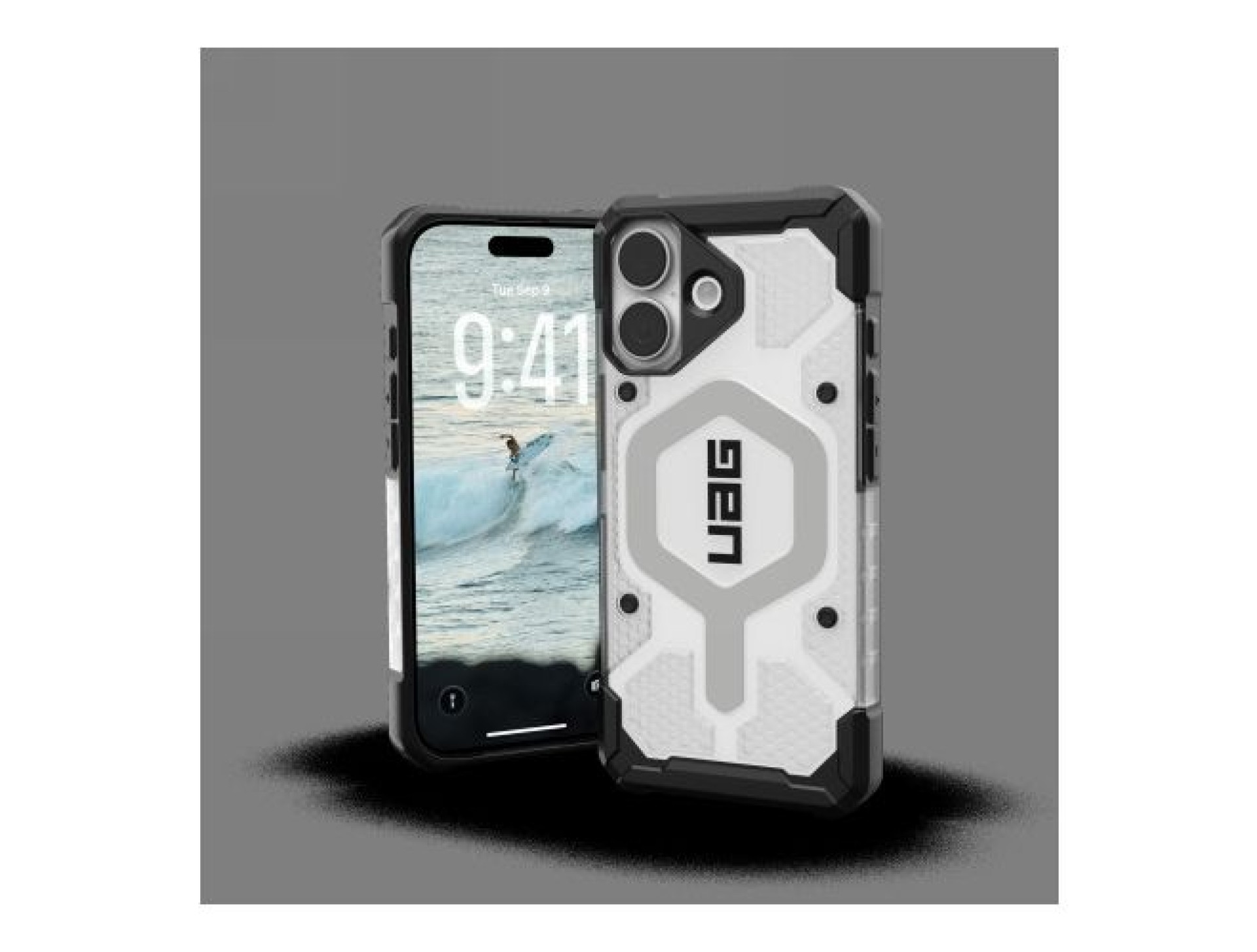 UAG Pathfinder Clear MagSafe Case for iPhone 17 - White and Gray
