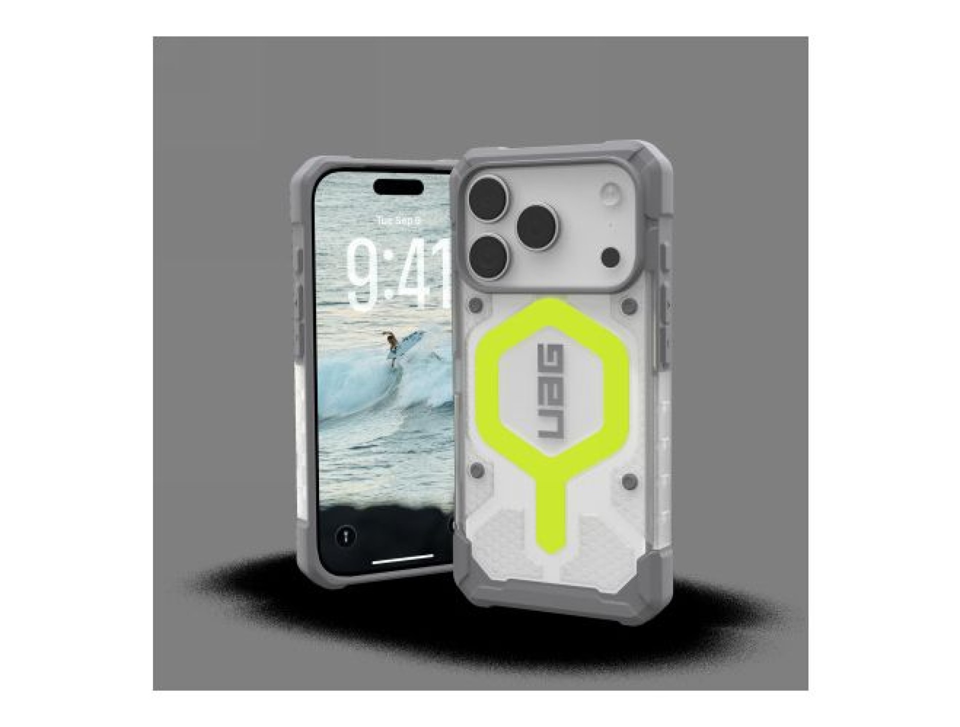 UAG Pathfinder Clear MagSafe Case for iPhone 17 Pro - Neon Gray