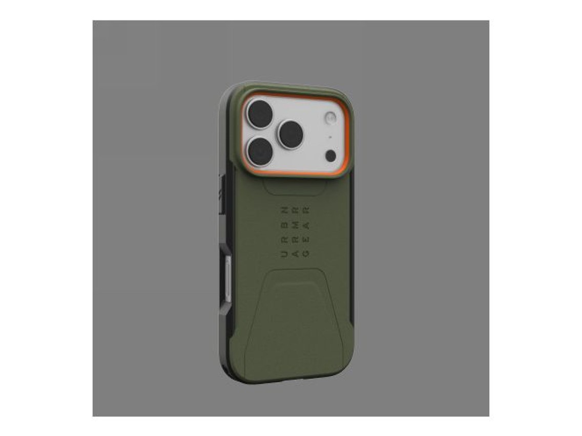 Capa UAG Civilian MagSafe para iPhone 17 Pro - verde-oliva e laranja