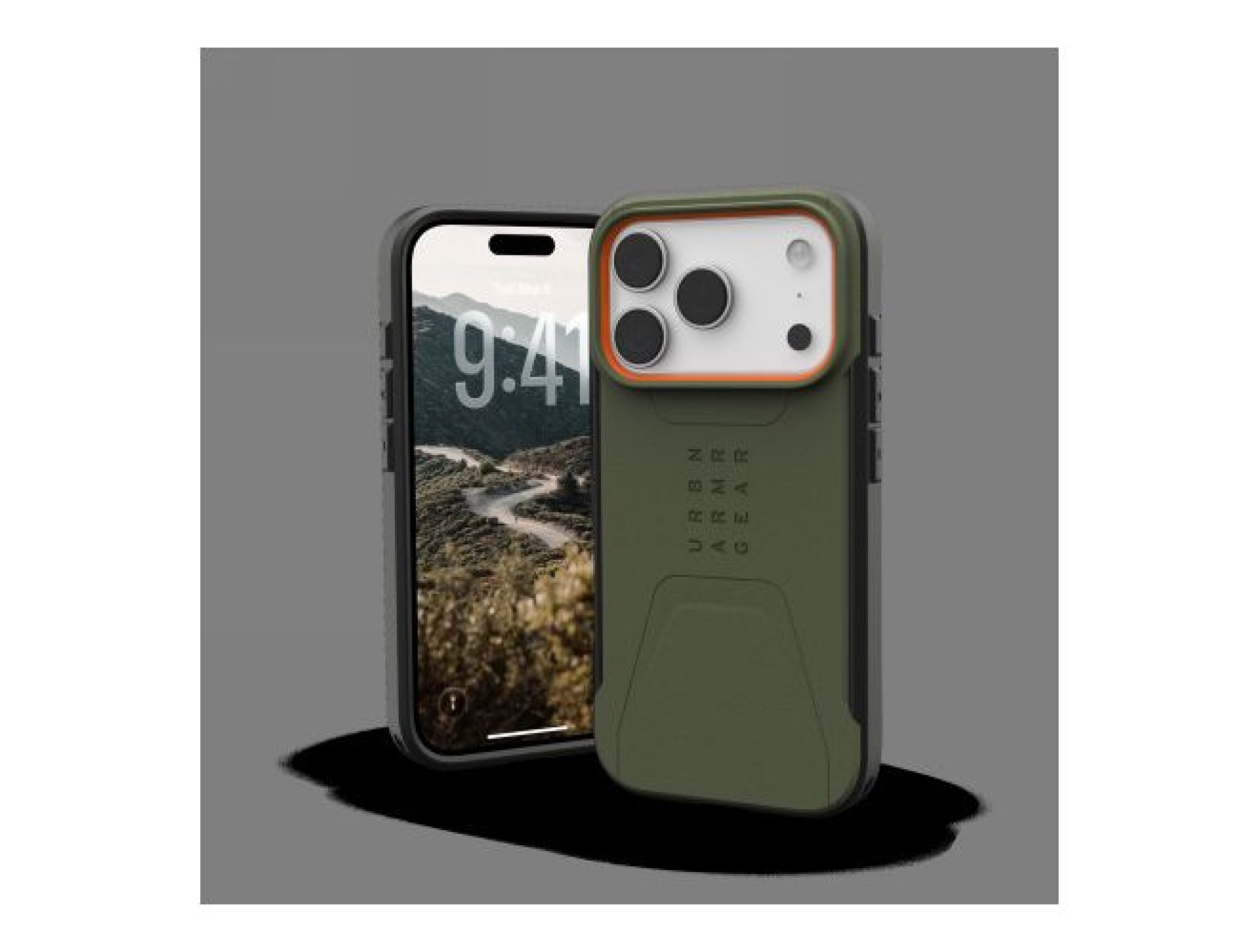 Capa UAG Civilian MagSafe para iPhone 17 Pro - verde-oliva e laranja
