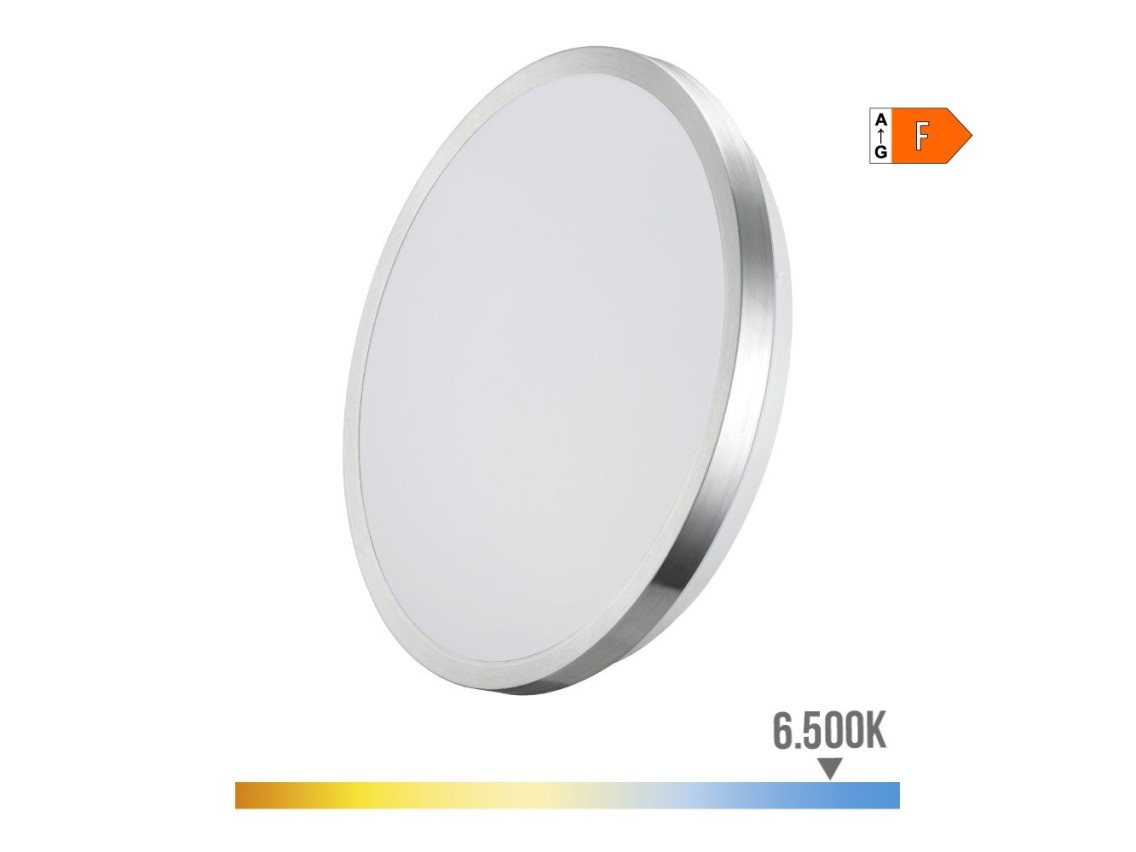 Candeeiro super led de superfície moldura cromado 18 w 6500 k 1820 lm ø33 x 5 cm
