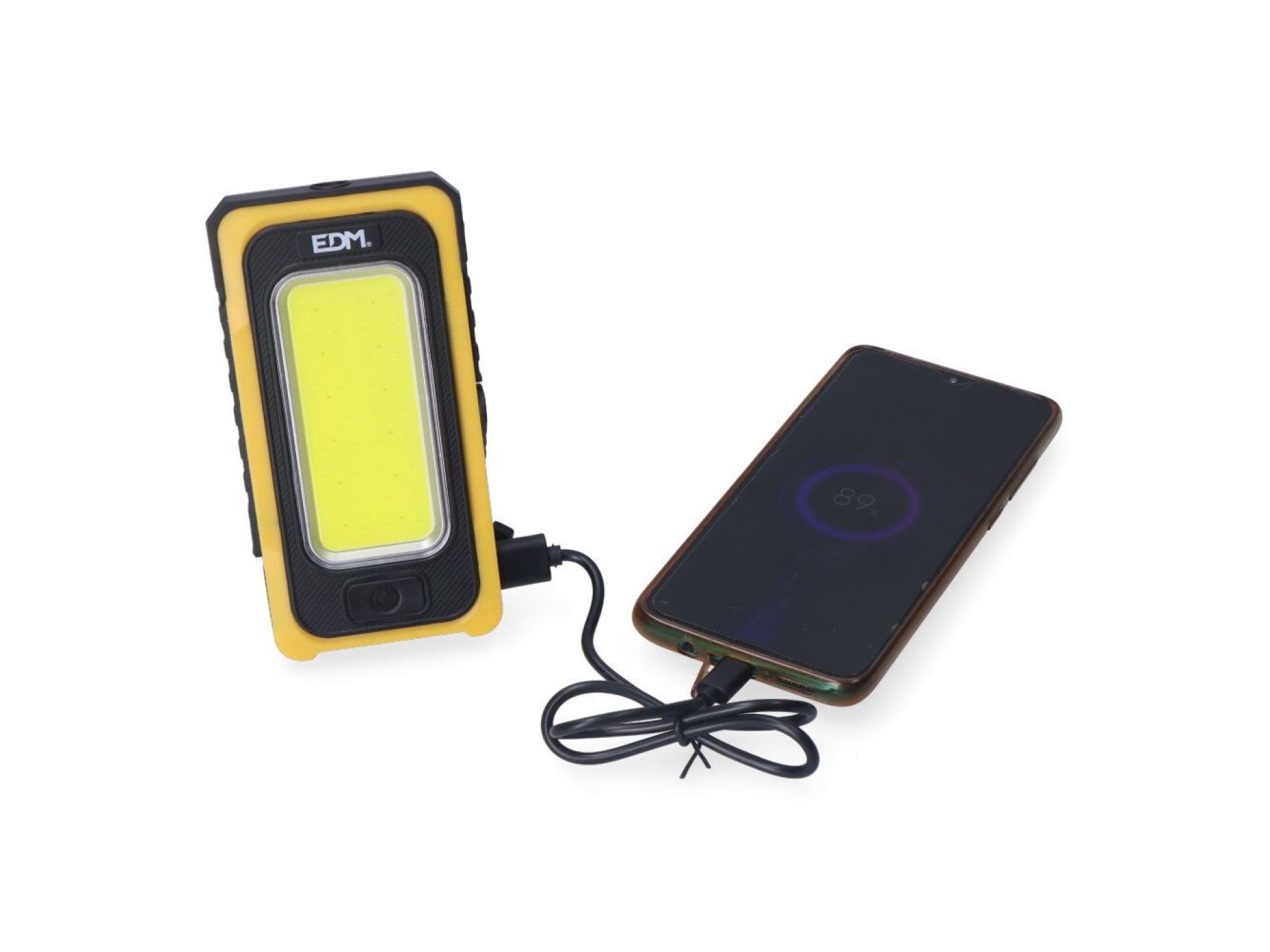 Linterna led cob solar force, recargable, con gancho e imán, 10 w 750 lm