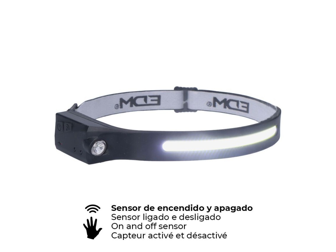 Linterna frontal con sensor recargable