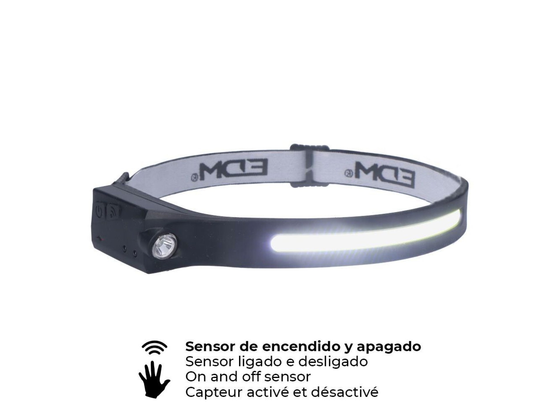 Linterna frontal con sensor recargable