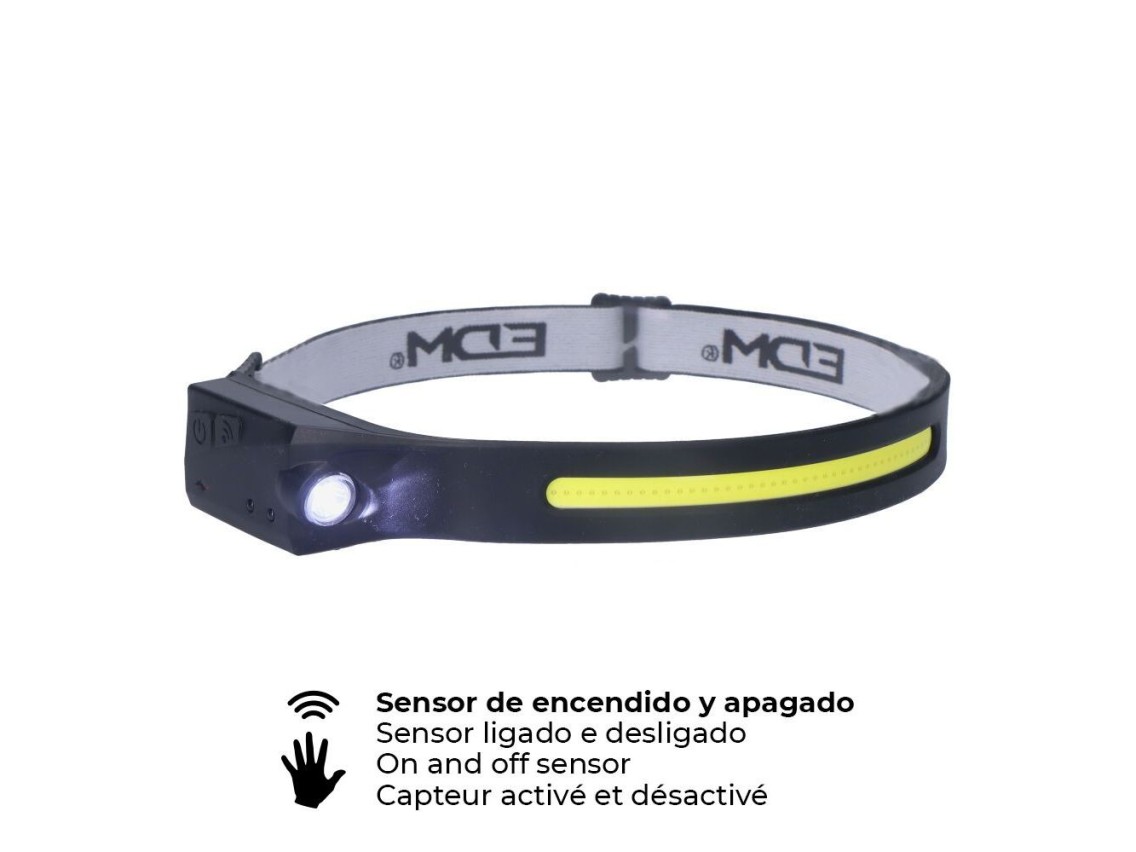 Linterna frontal con sensor recargable