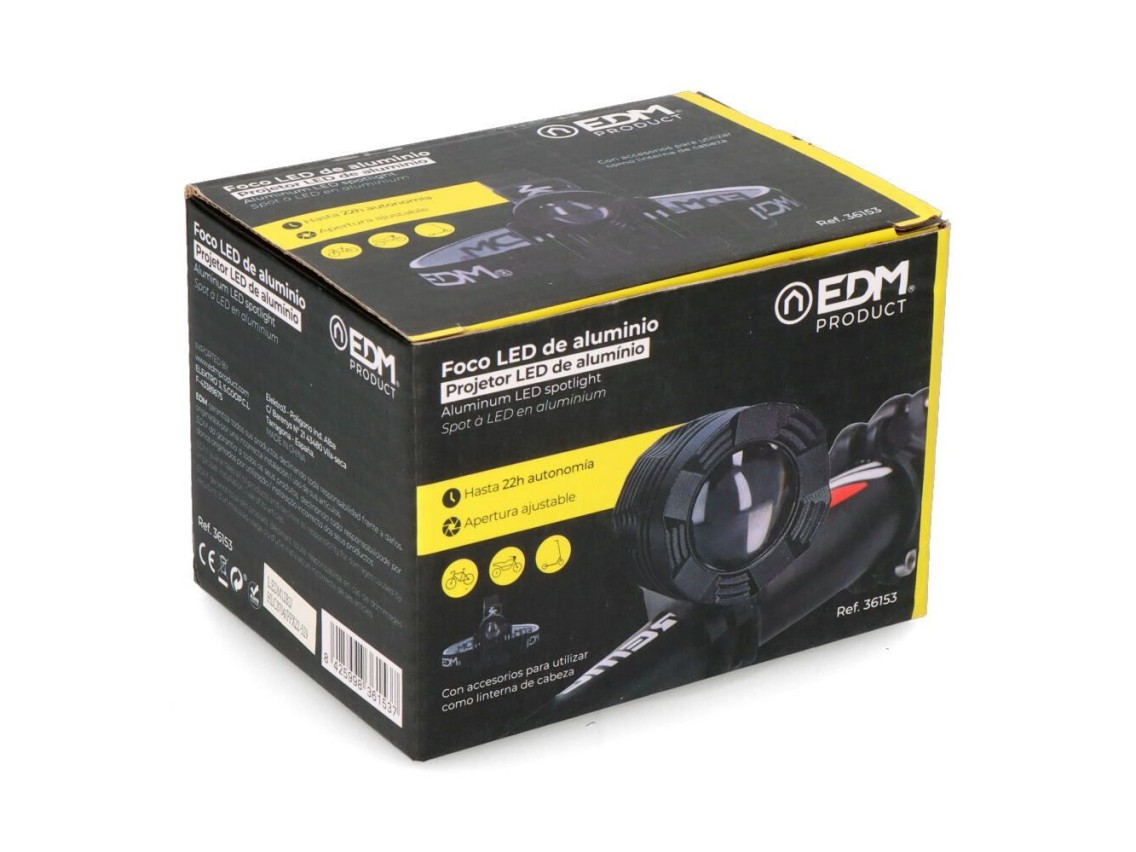 Foco led de aluminio recargable 180 lm, 50 lm, flash. función frontal / bicicleta