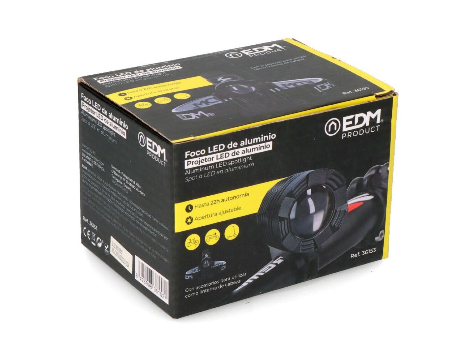Foco led de aluminio recargable 180 lm, 50 lm, flash. función frontal / bicicleta