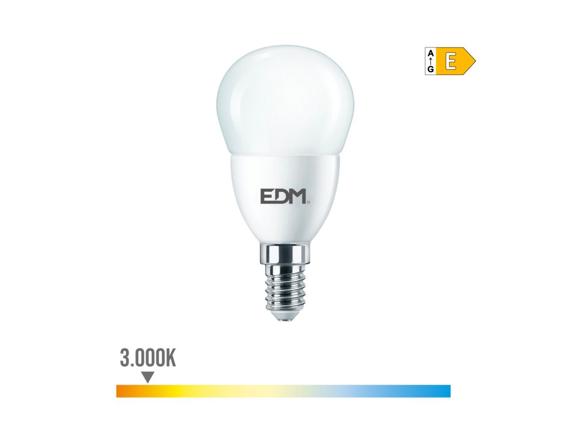 Lâmpada esférica led e14 7w 806lm 3000k luz quente ø4,8x9,5cm edm