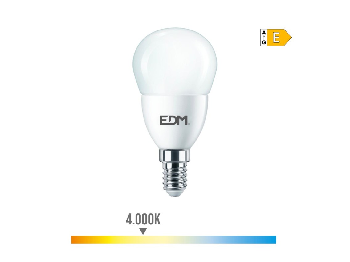 Lâmpada esférica led e14 7w 806lm 4000k luz dia ø4,8x9,5cm edm