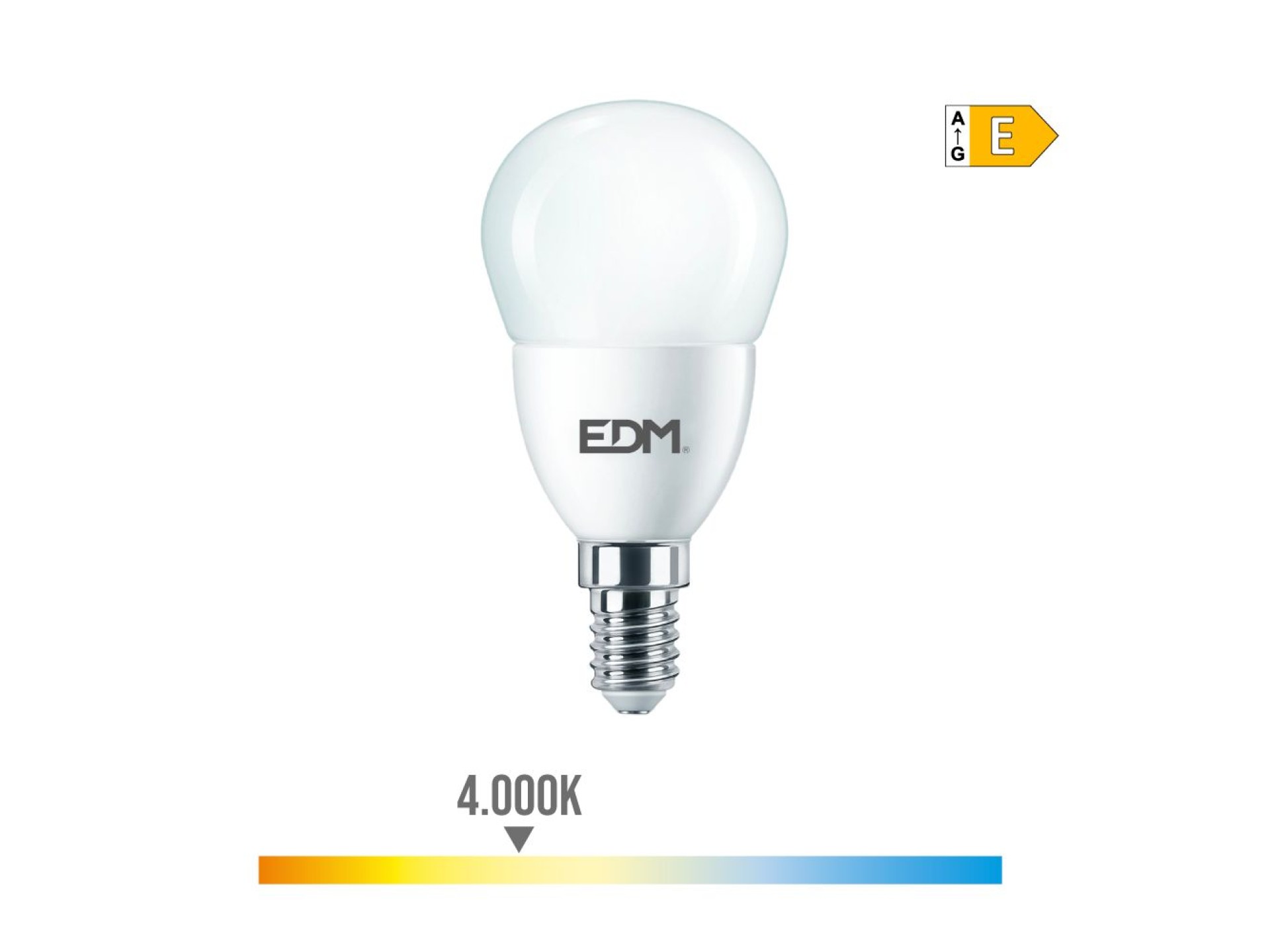 Lâmpada esférica led e14 7w 806lm 4000k luz dia ø4,8x9,5cm edm