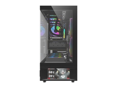 Gabinete para computador DarkFlash DS950V com monitor (preto) + 6 ventoinhas