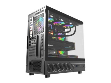 Gabinete para computador DarkFlash DS950V com monitor (preto) + 6 ventoinhas