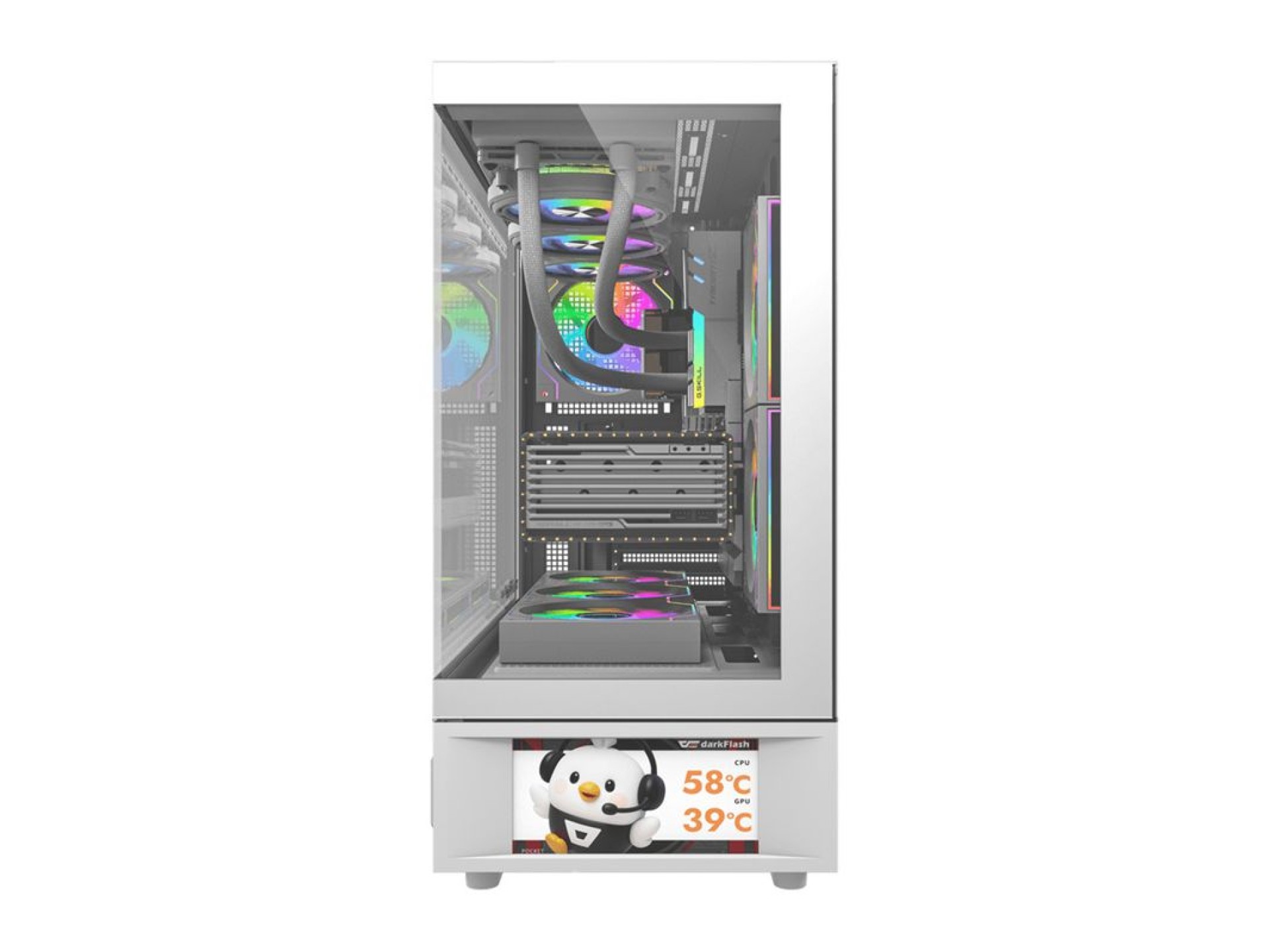 DarkFlash DS950V computer case with display (white) + 6 fans