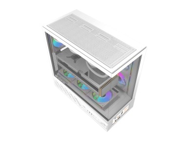 Gabinete para computador DarkFlash DS950V com monitor (branco) + 6 ventoinhas