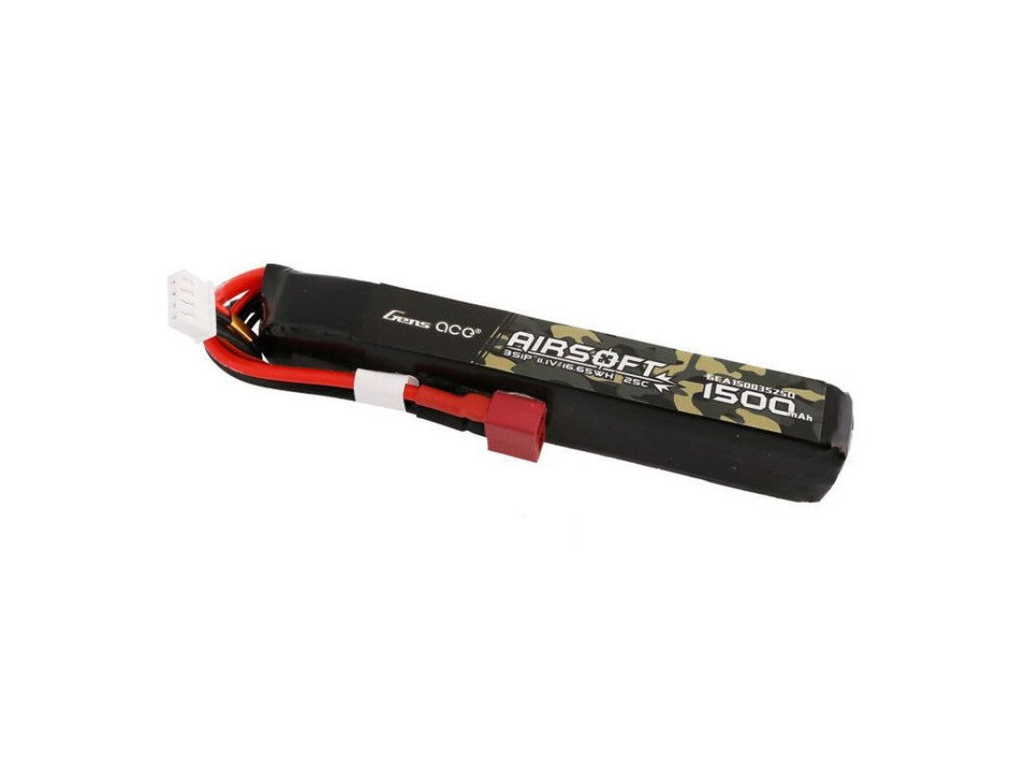 Batería de polímero de litio Gens ace 25C, 1500 mAh, 3S1P, 11,1 V, para pistola de airsoft con conec