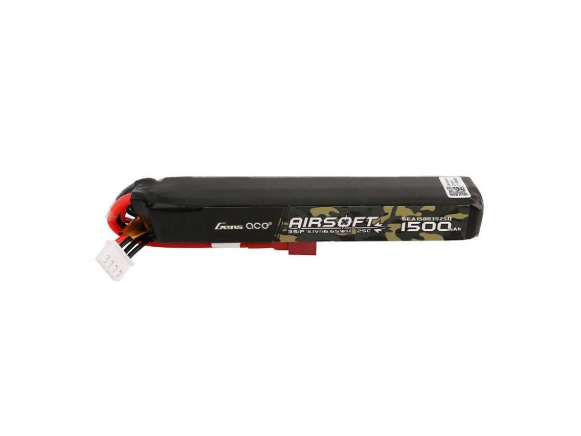 Batería de polímero de litio Gens ace 25C, 1500 mAh, 3S1P, 11,1 V, para pistola de airsoft con conec