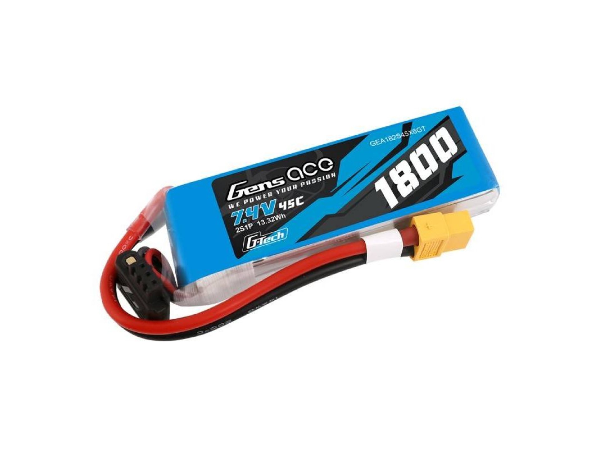 GensAce G-Tech LiPo 1800mAh 7.4V 45C 2S1P XT60 Battery