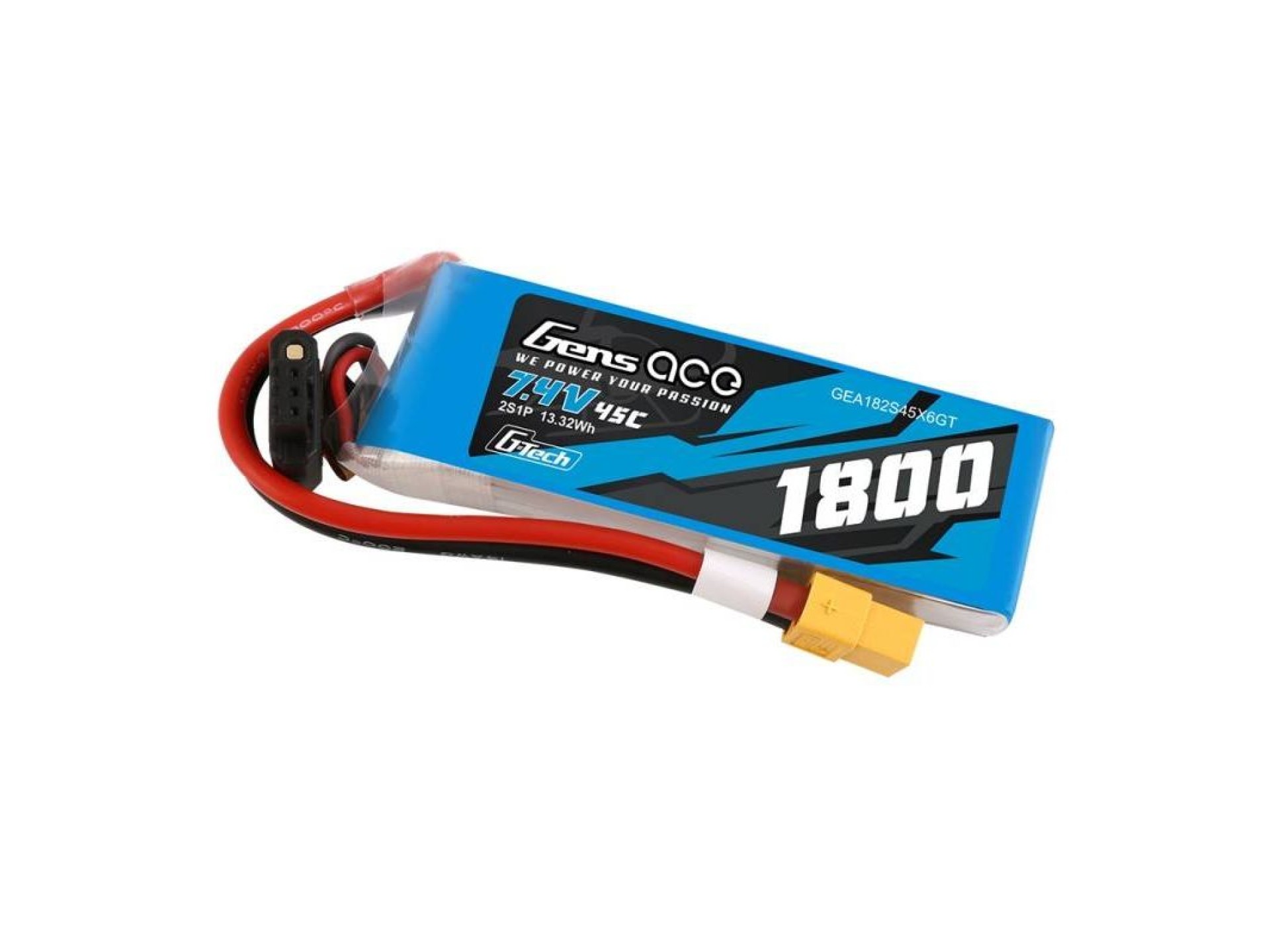 GensAce G-Tech LiPo 1800mAh 7.4V 45C 2S1P XT60 Battery