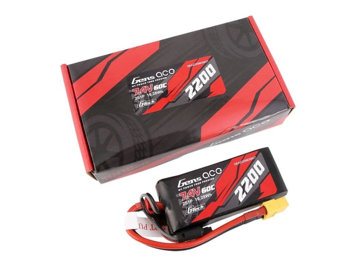 Bateria GensAce G-Tech LiPo 2200mAh 7.4V 60C 2S1P XT60