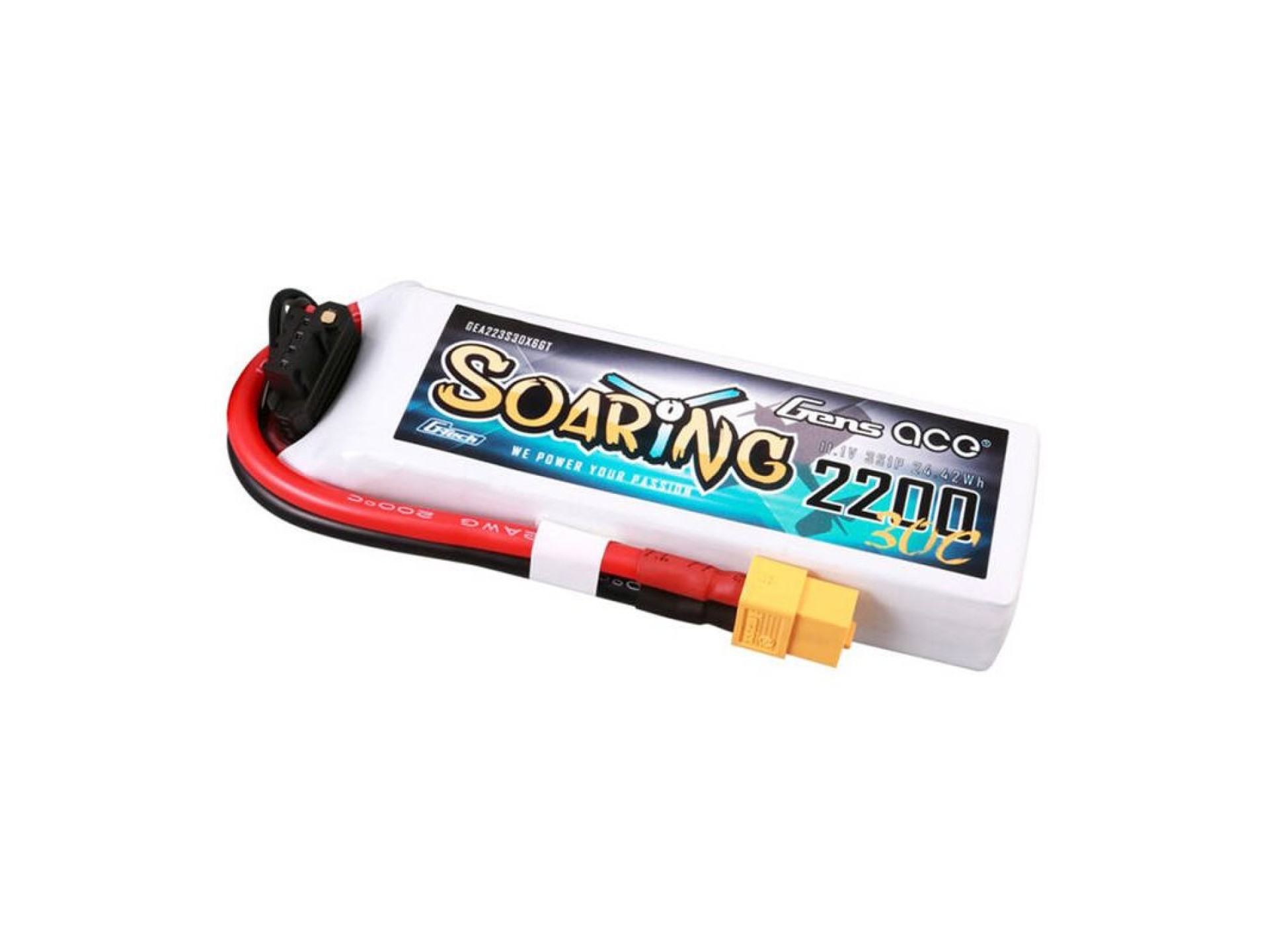 Batería de polímero de litio Gens ace G-Tech Soaring de 2200 mAh, 11,1 V, 30 C y 3S1P