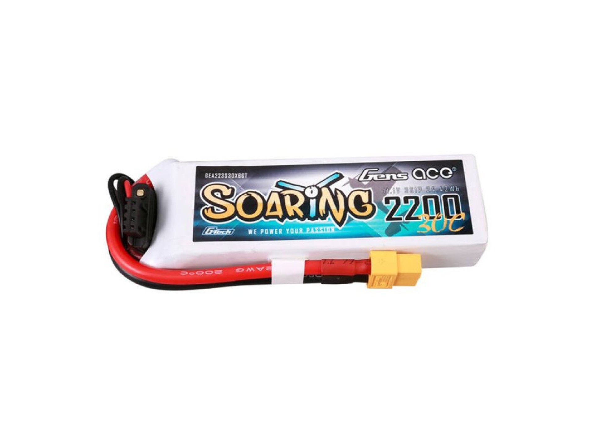 Batería de polímero de litio Gens ace G-Tech Soaring de 2200 mAh, 11,1 V, 30 C y 3S1P